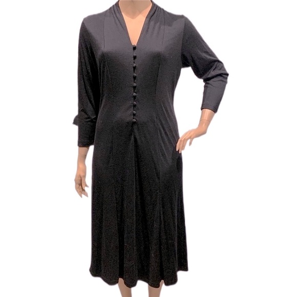 Daphne Grey Witchy Midi Dress Size A8 (14/16?) Black Button Front Goth Halloween - Picture 10 of 12